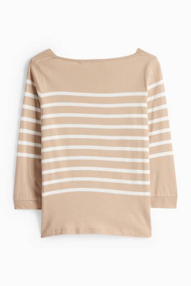 Femmes - Haut à manches longues basique - regular fit - blanc / beige