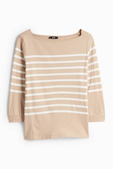 Femmes - Haut à manches longues basique - regular fit - blanc / beige