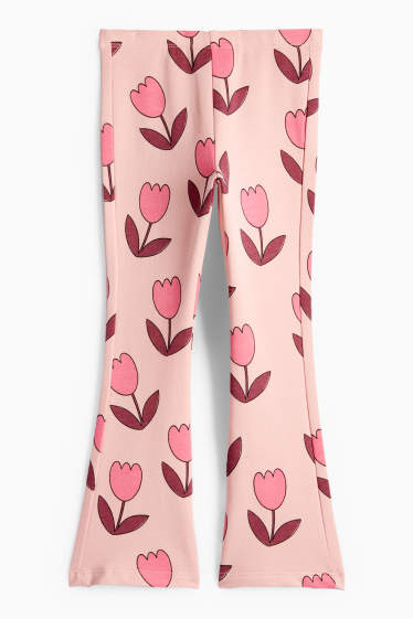 Enfants filles - Tulipes - flared legging - rose / rose pâle