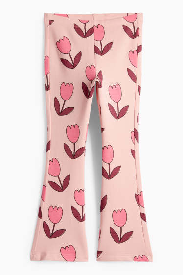 Enfants filles - Tulipes - flared legging - rose / rose pâle