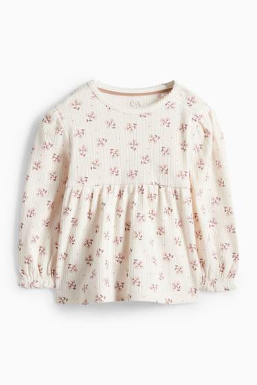 Baby: meisjes - Bloemetjes - babyoutfit - 3-delig - lichtbruin
