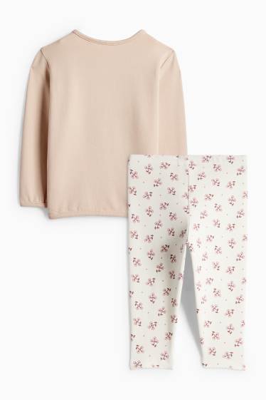 Neonate - Motivo fiorellini - completo neonate - 2 pezzi - beige chiaro