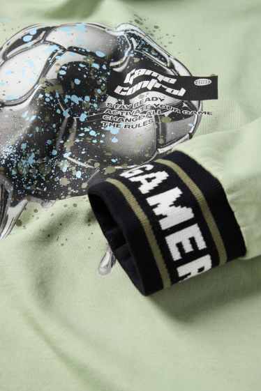 Děti - chlapci - Fotbal - mikina s kapucí - světle zelená