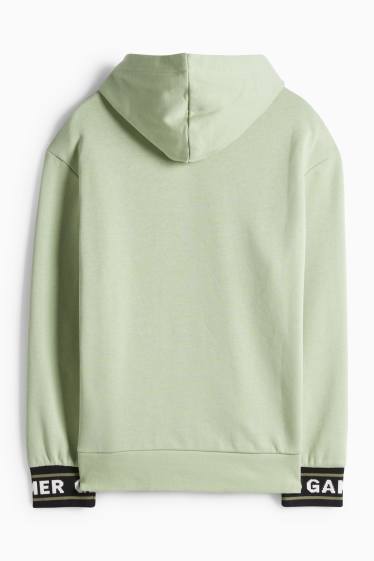 Děti - chlapci - Fotbal - mikina s kapucí - světle zelená