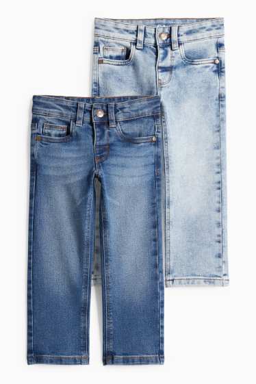 Kinderen: jongens - Set van 2 - straight jeans - jeansblauw