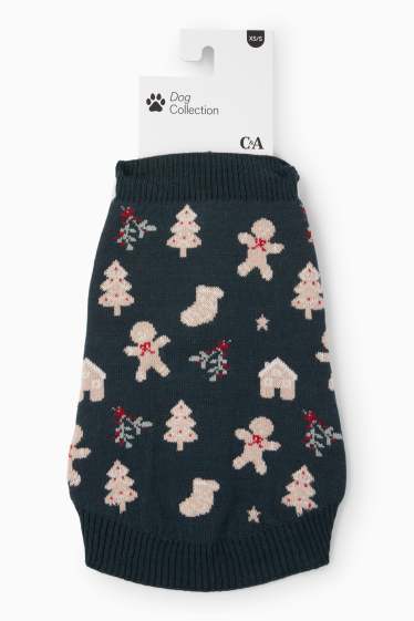Unisex - Mini Me - cappottino natalizio per cani - fantasia - pan di zenzero - verde scuro