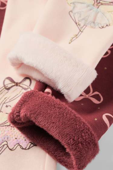 Kinder Mädchen - Multipack 2er - Schleife und Ballerina - Thermoleggings - rosa / dunkelrot