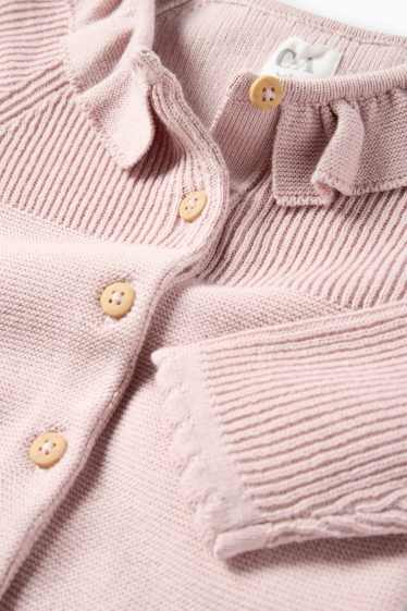 Miminka - dívky - Pletený overal pro miminka - růžová