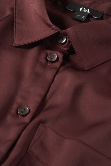 Damen - Satin-Bluse - dunkelbraun