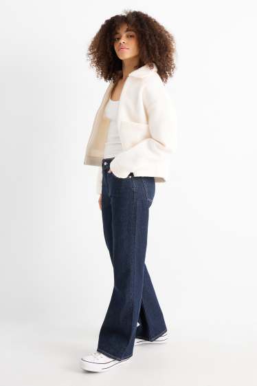 Women - Wide leg jeans - low-rise waist - denim-dark blue