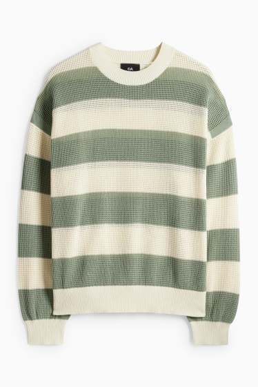 Pánské - Svetr - pruhovaný - béžová/zelená
