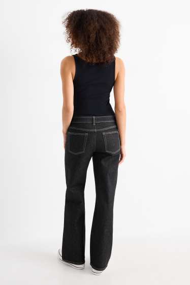 Damen - Wide Leg Jeans - Low Waist - dunkeljeansgrau