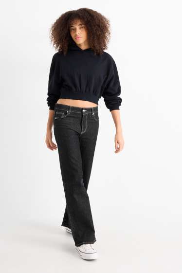 Damen - Wide Leg Jeans - Low Waist - dunkeljeansgrau