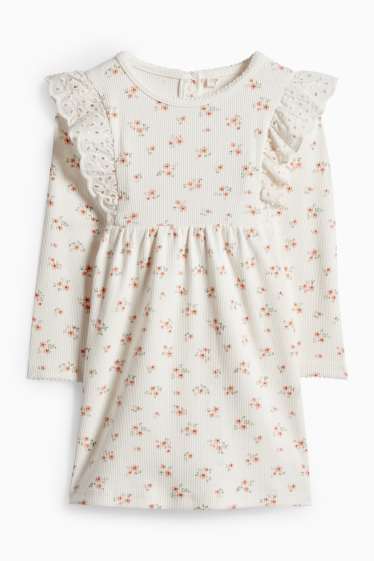 Nadó nena - Floretes - vestit per a nadó - brodat anglès - acanalat - blanc trencat