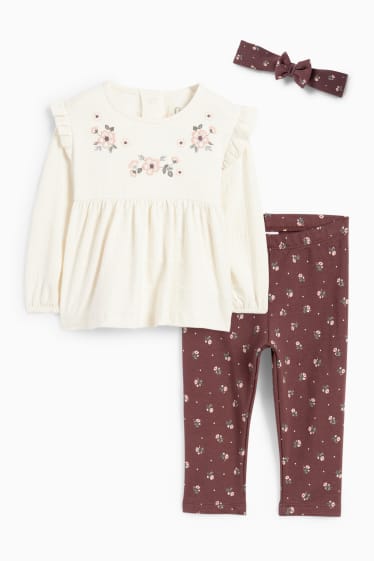 Bébés filles - Petites fleurs - tenue pour bébé - 3 pièces - blanc crème