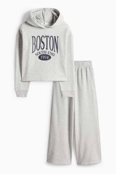 Kinder Mädchen - Boston - Set - Hoodie und Jogginghose - 2 teilig - hellgrau-melange