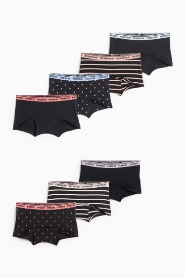 Children Girls - Multipack of 7 - days of the week - boxer shorts - black