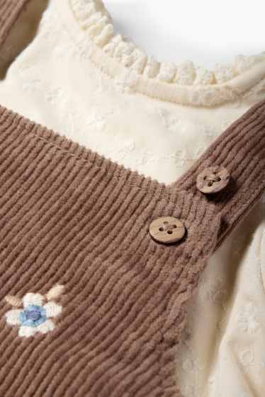 Baby Mädchen - Blümchen - Baby-Outfit - 2 teilig - braun