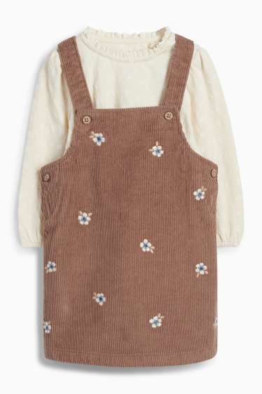 Baby Mädchen - Blümchen - Baby-Outfit - 2 teilig - braun