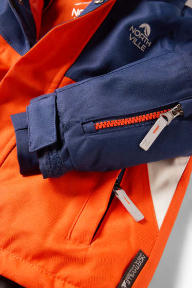 Kinder Buben - Skijacke mit Kapuze - wasserdicht - orange