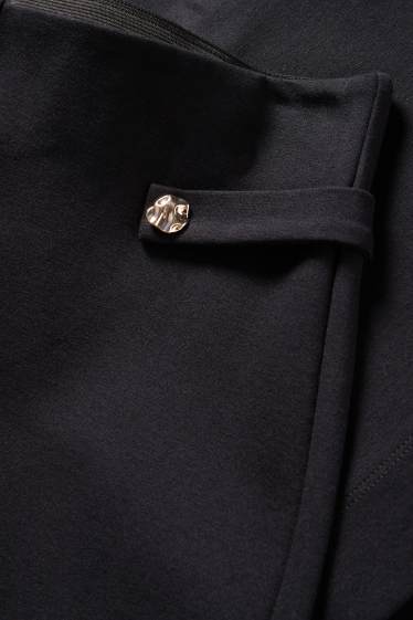 Dámské - Žerzejové kalhoty - mid waist - wide leg - černá