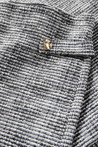 Dámské - Buklé kalhoty - mid waist - wide leg - černá/bílá