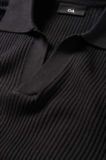 Pánské - Svetr - žebrovaný - černá