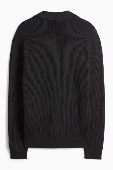 Pánské - Svetr - žebrovaný - černá