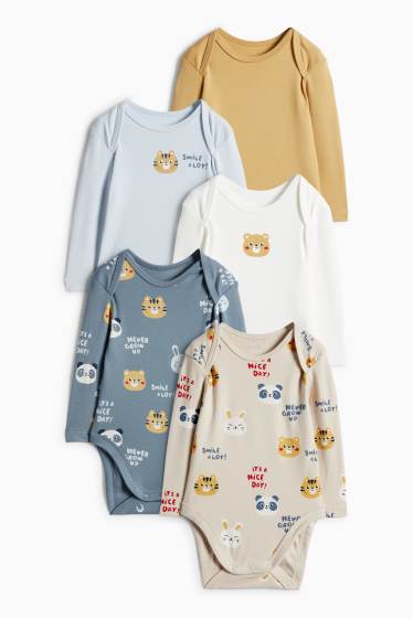 Unisex - Multipack 5 buc. - animale - body bebeluși - albastru