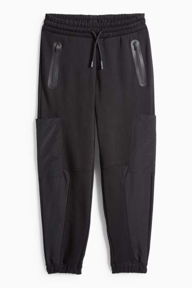Děti - chlapci - Cargo teplákové kalhoty - černá