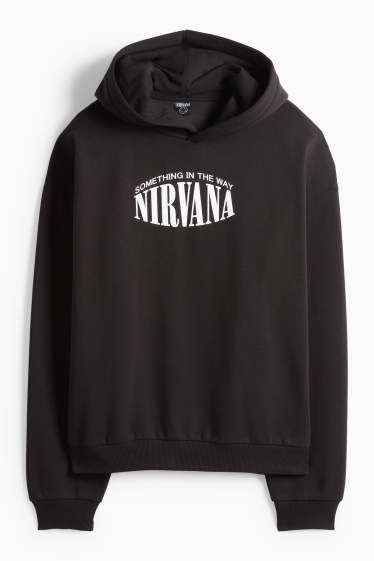 Bărbați - Hanorac supradimensionat - Nirvana - negru