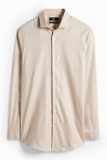 Home - Camisa formal - slim fit - cutaway - fàcil de planxar - beix/blau