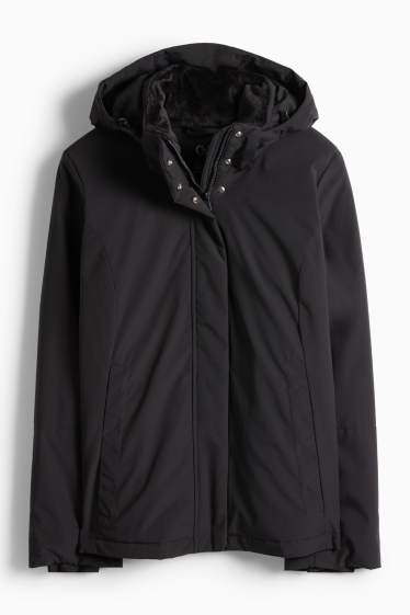 Damen - Jacke mit Kapuze - gefüttert - wasserabweisend - schwarz