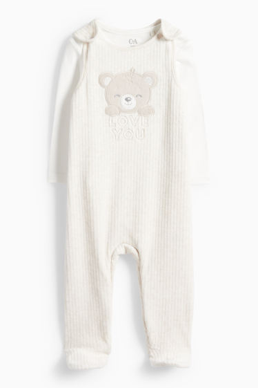 Unisexe - Oursons - ensemble avec grenouillère - 2 pièces - blanc crème