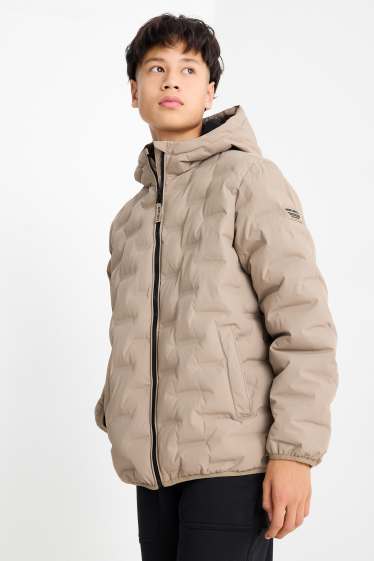 Kinderen: jongens - Jas met stiksels met capuchon - waterafstotend - beige