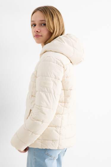 Enfants filles - Doudoune à capuche - finition déperlante - blanc crème