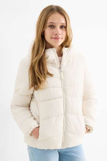 Enfants filles - Doudoune à capuche - finition déperlante - blanc crème