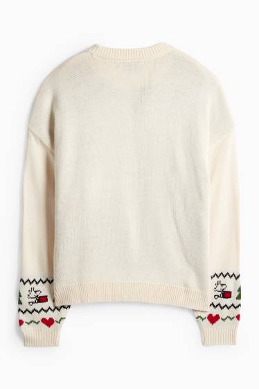 Dámské - Vánoční svetr - krémově bílá