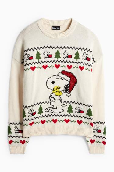 Dámské - Vánoční svetr - krémově bílá
