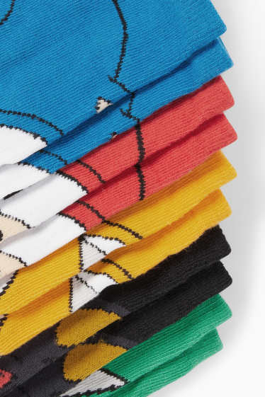 Kinderen: jongens - Set van 5 paar - Sonic - sokken met motief - rood / blauw