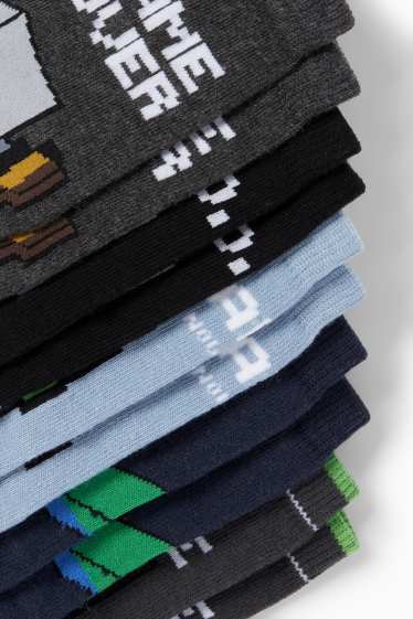 Kinder Jungen - Multipack 5er - Minecraft - Socken mit Motiv - blau / dunkelgrau