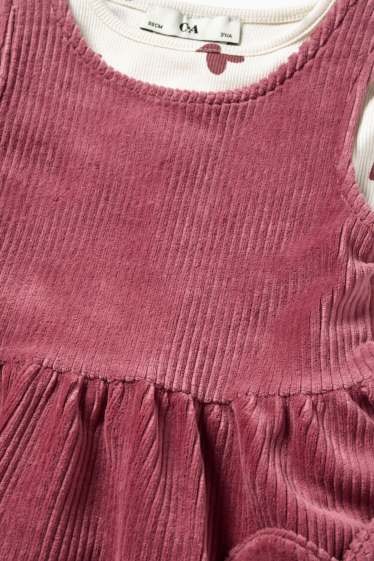 Kinder Mädchen - Herz - Set - Langarmshirt und Samt-Kleid - gerippt - bordeaux