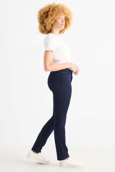 Femei - Straight jeans - talie medie - denim-albastru închis