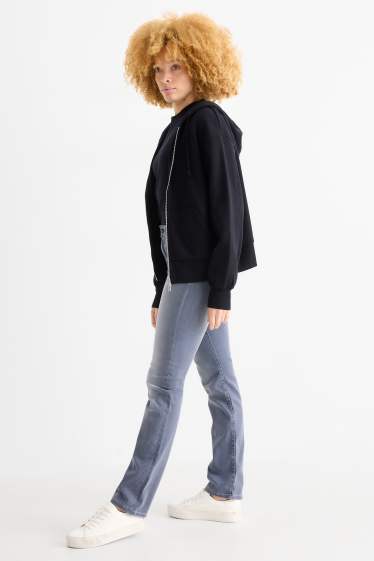 Femei - Straight jeans - talie medie - denim-gri deschis