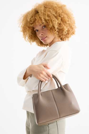 Damen - Kleiner Shopper mit abnehmbarem Taschengurt - Lederimitat - taupe