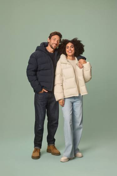 Damen - Steppjacke mit Kapuze - wasserabweisend - hellbeige