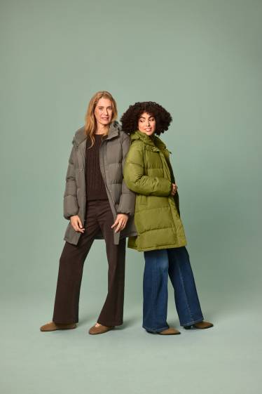 Dames - Mantel met stiksels en capuchon - waterafstotend - groen