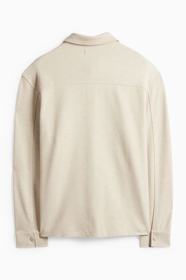 Pánské - Košilová bunda - relaxed fit - kent - světle béžová