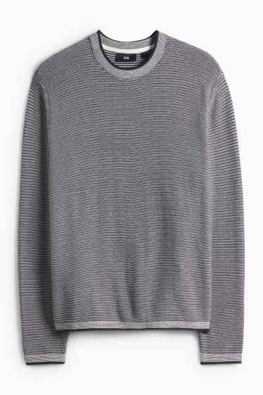 Herren - Pullover - dunkelblau / weiß