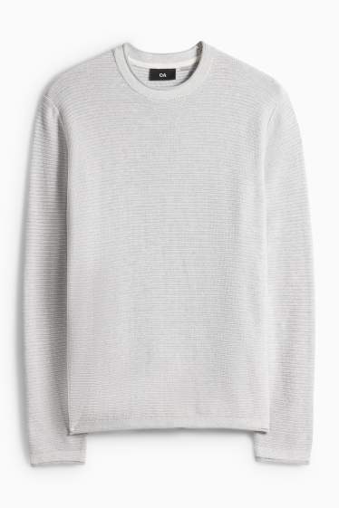 Pánské - Svetr - světle šedá